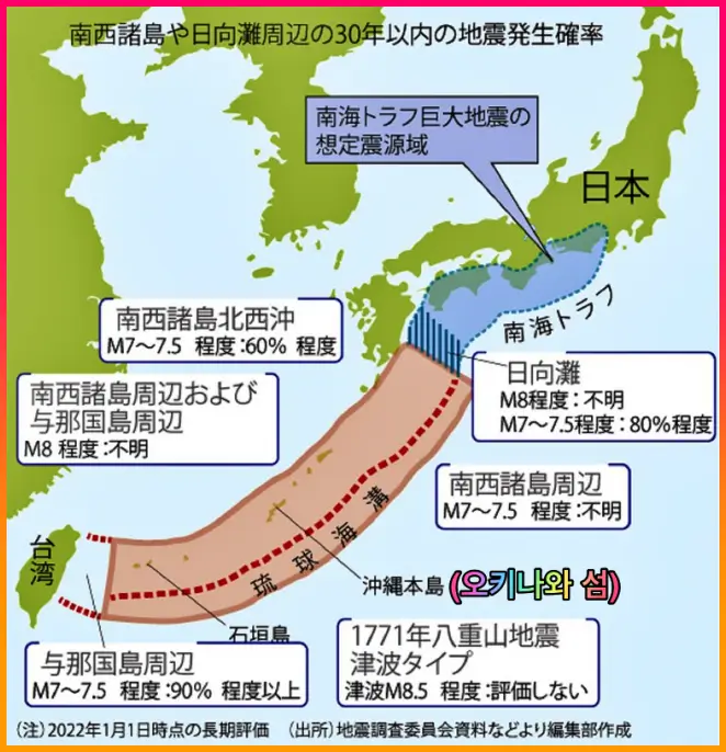 오키나와 난카이 대지진 범위