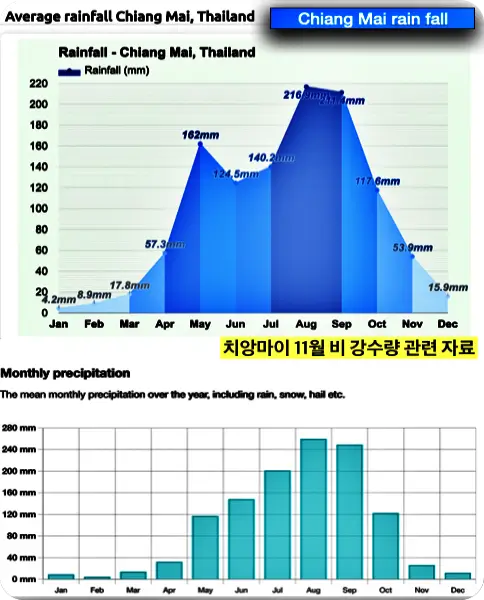 치앙마이 11월 우기 기간 비 강수량