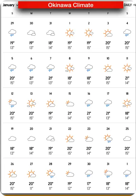 오키나와 날씨 1월 날씨