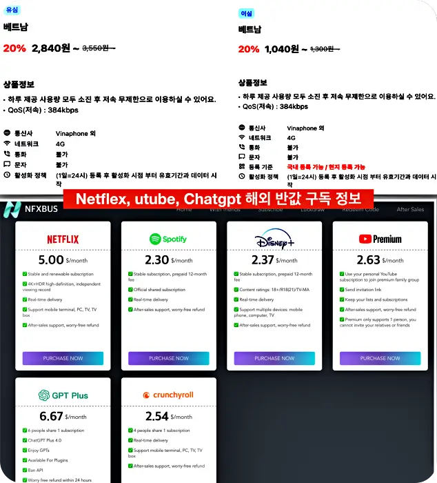 호치민 심카드, esim 가격 할인