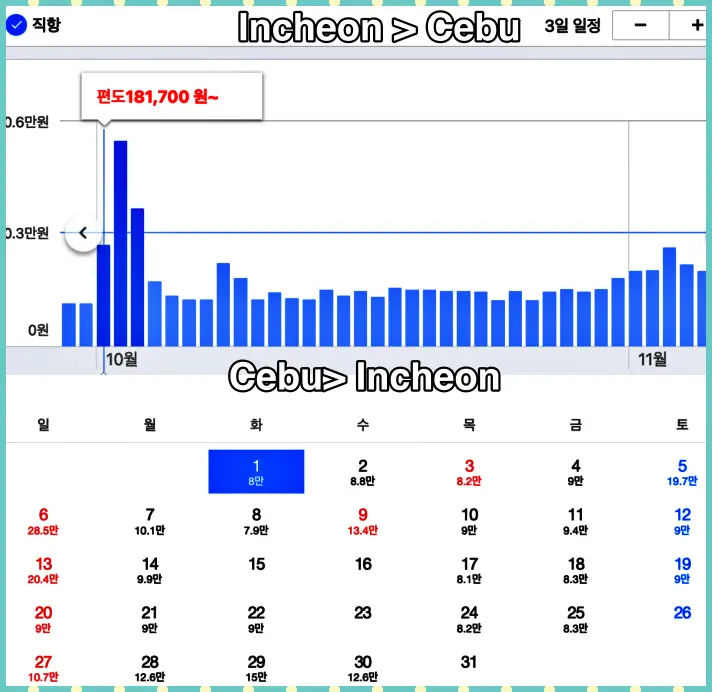 세부 10월 연휴 항공료