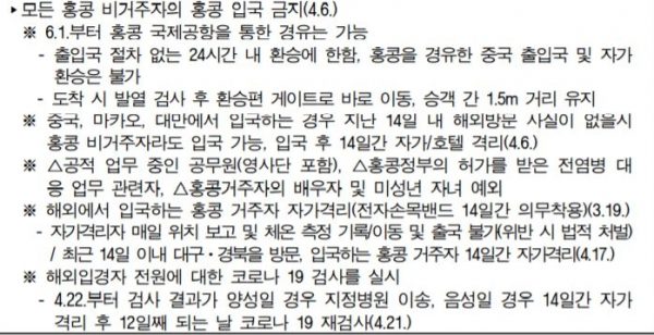 홍콩 입국금지
