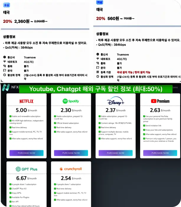 방콕 심카드, esim 할인